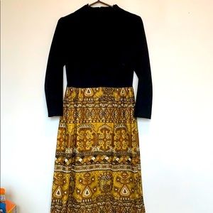 VINTAGE Long Fitted DressTown Dress Gold Sparkle